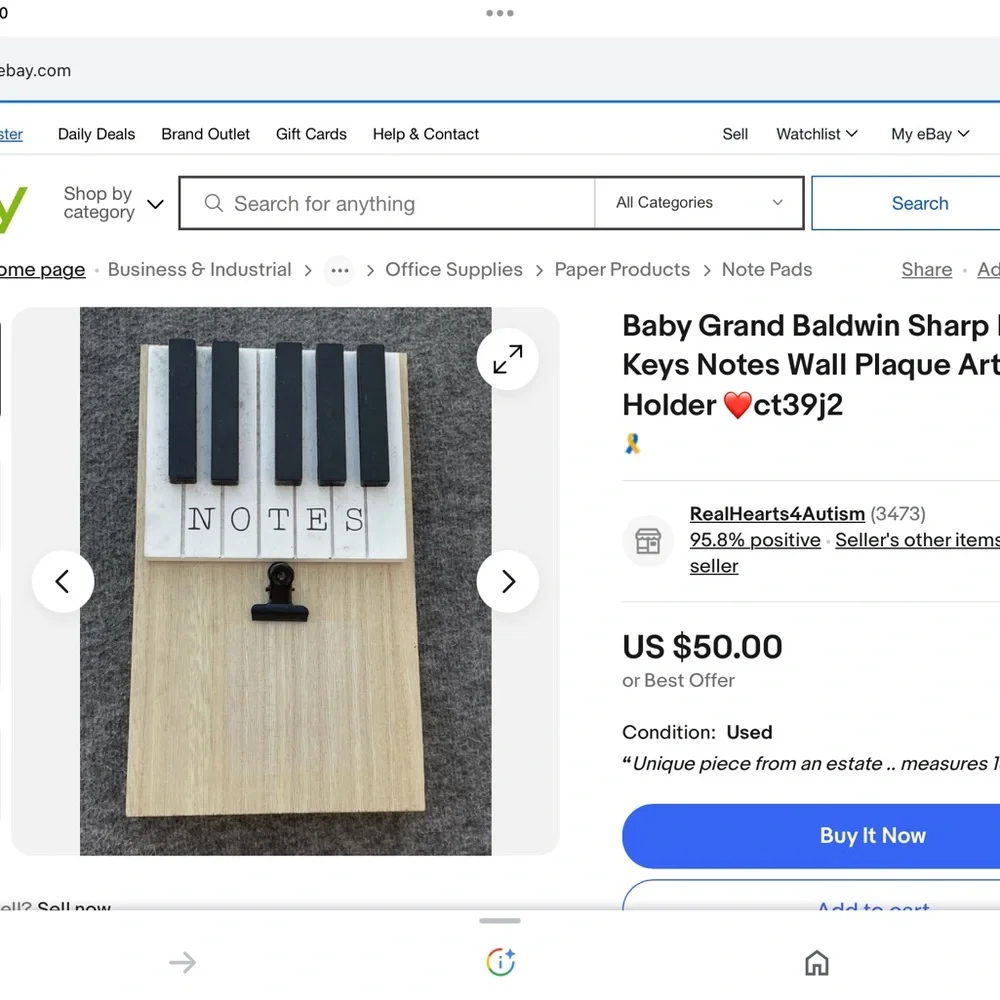 Wooden Baby Grand Piano Keys Clip Frame (#4)